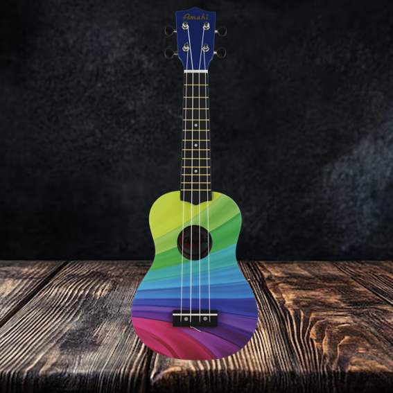 Amahi Ukulele Tropical Series Wavy Rainbow