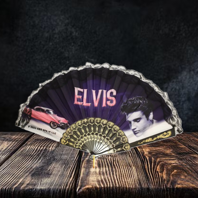Elvis Hand Fan - Pink Caddy