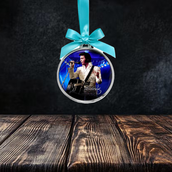 Elvis Ornament The King Blue and White Jumpsuit Foil