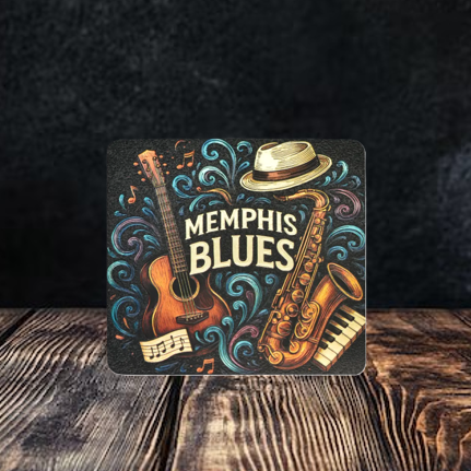 Memphis Guitar and Sax Foil Magnet
