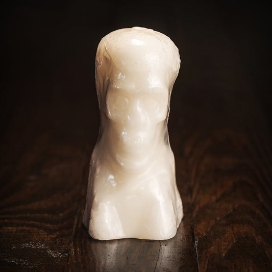 Skull Image Candle, White