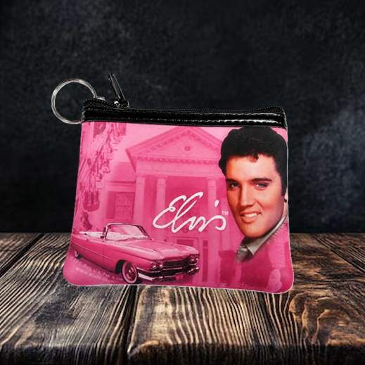 Elvis Coin Purse Pink with Guitars