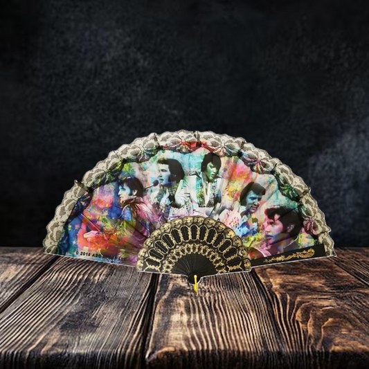 Elvis Hand Fan - Colorful Collage