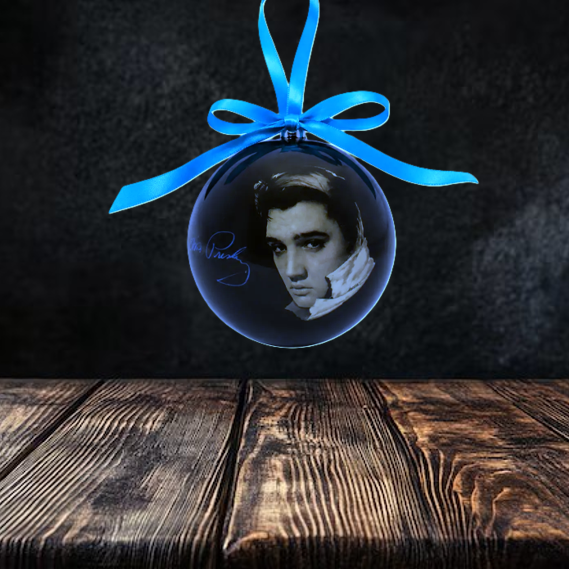 Elvis Ornament Black & White Ball