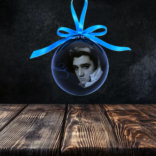 Elvis Ornament Black & White Ball