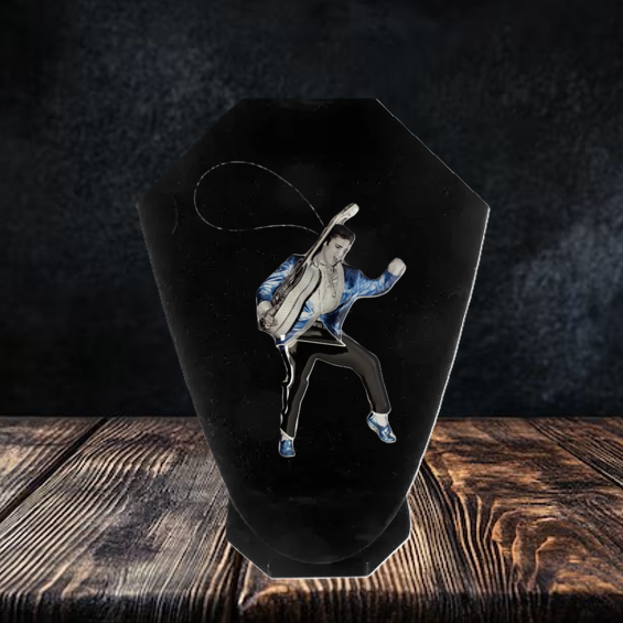 Elvis Ornament Blue Suede Shoes Sing Legs