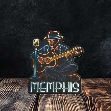 Memphis Blues Man with Mic Magnet