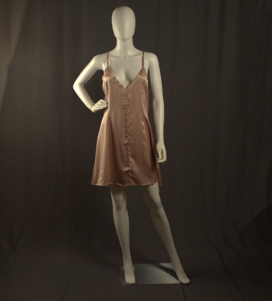 Short Button Down Gown Dusty Rose