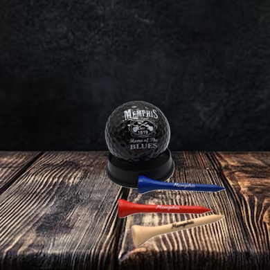 Memphis Golf Ball & Tee Set - Black & White Est.
