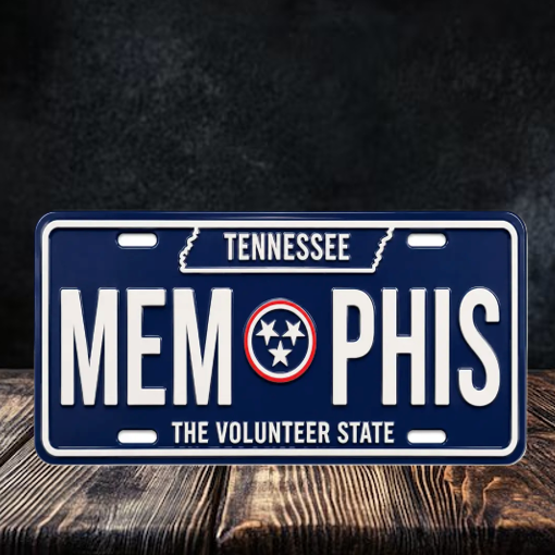 Memphis License Plate - Blue