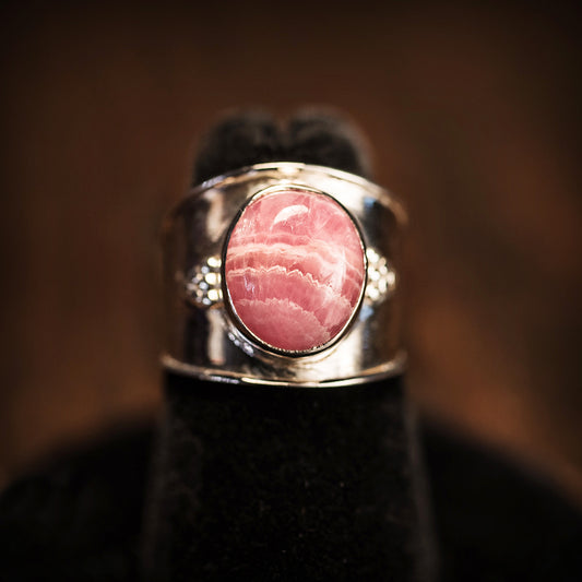 Oval Design Rhodochrosite Ring