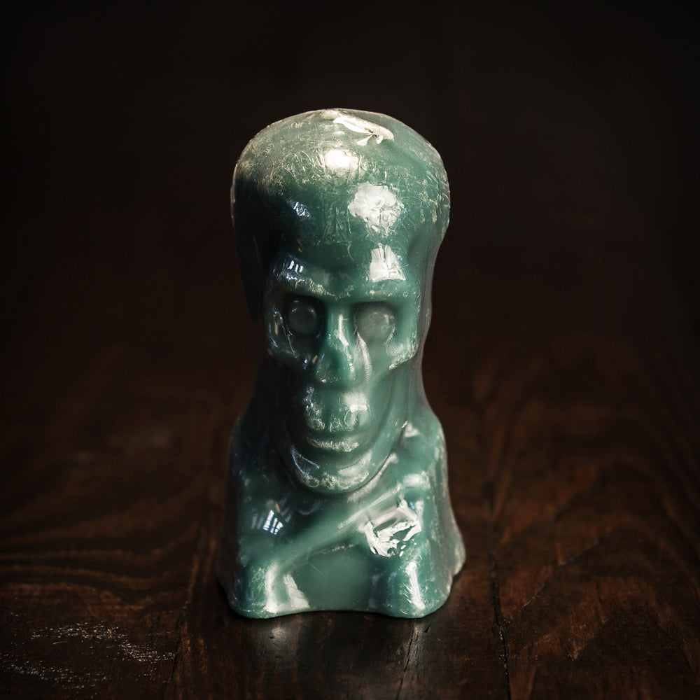 Skull Image Candle, Green