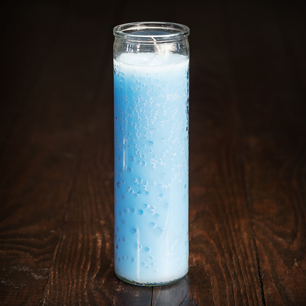 7-Day Plain Glass Candle, Light Blue